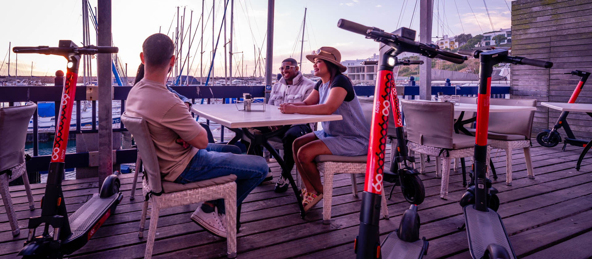 Lady enjoying an outing with her Zippy scooters